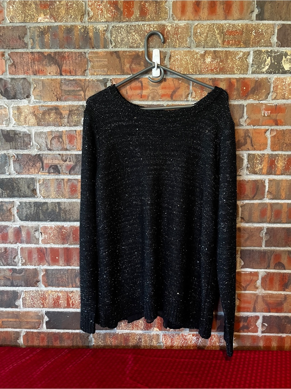 Time and Tru Women Black Silver Pullover Sweater Size:XXL